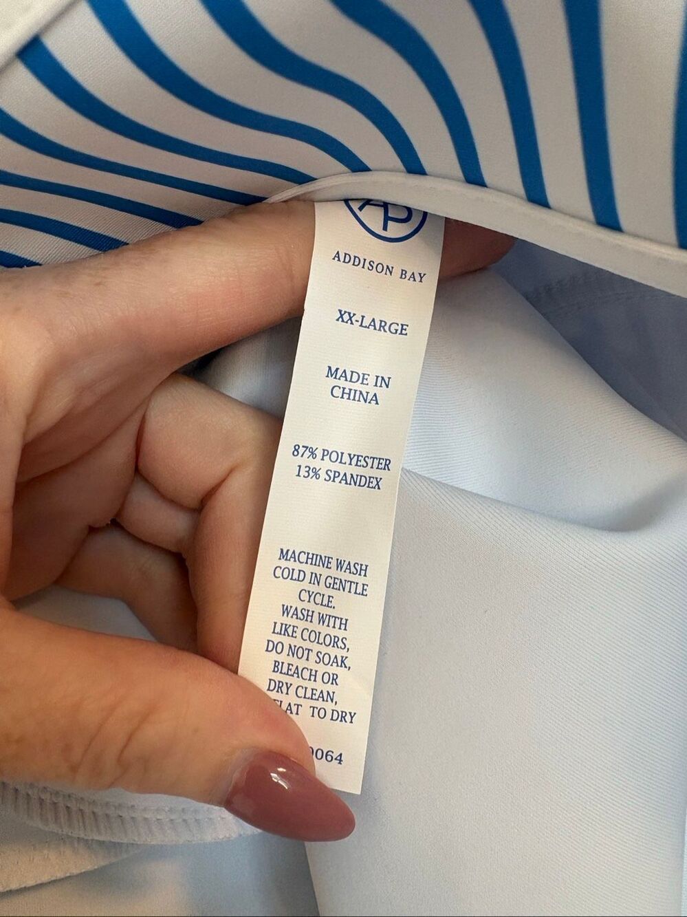 NWT Addison Bay Bainbridge Quarter Zip In Super White Cerulean Stripe Size XXL - Picture 6 of 7